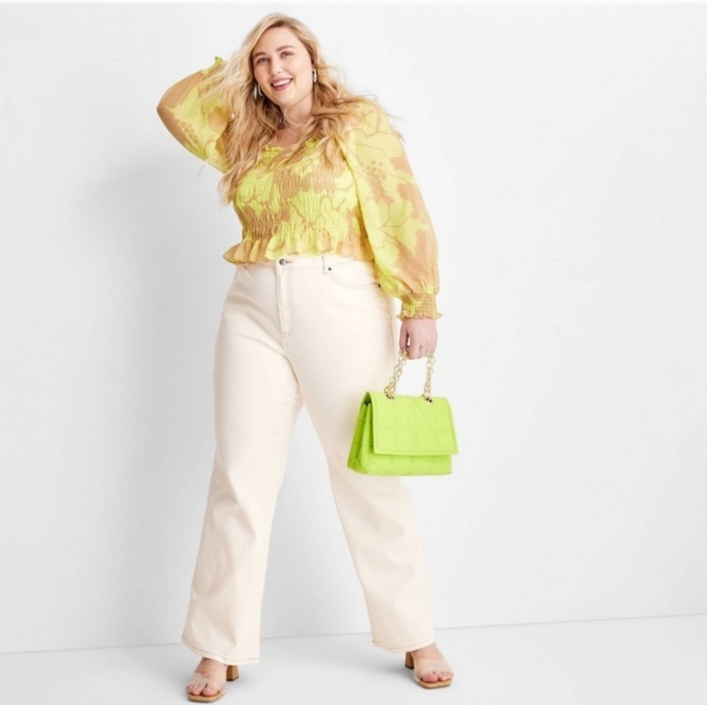 Future Collective Flare Leg Denim Pant - Cream